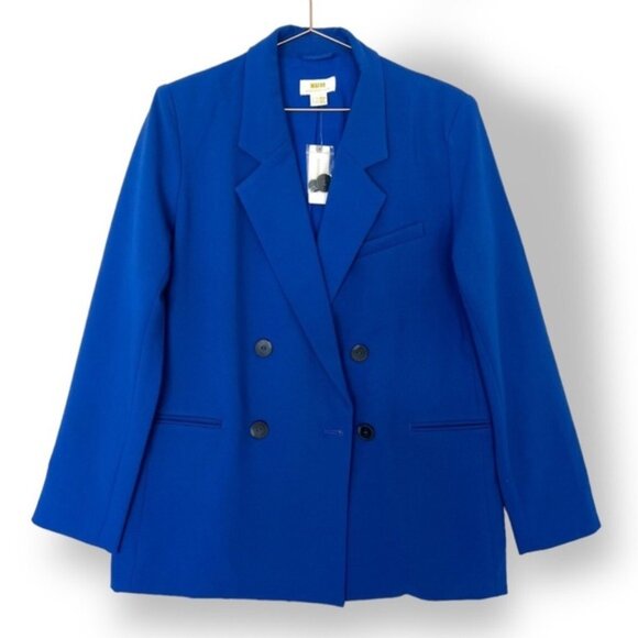 ANTHROPOLOGIE MAEVE DOUBLE BREASTED LONGLINE BLAZER JACKET COAT ROYAL BLUE 12 - Picture 8 of 8